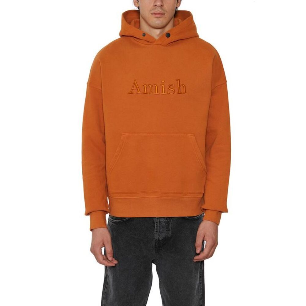 AMISH Embroidered Logo Hoodie Men YELLOW Sweaters & Cardigans
